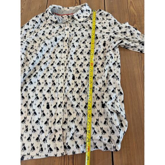 Talbots‎ Button Up Medium Boston Terrier Black White - Picture 5 of 5